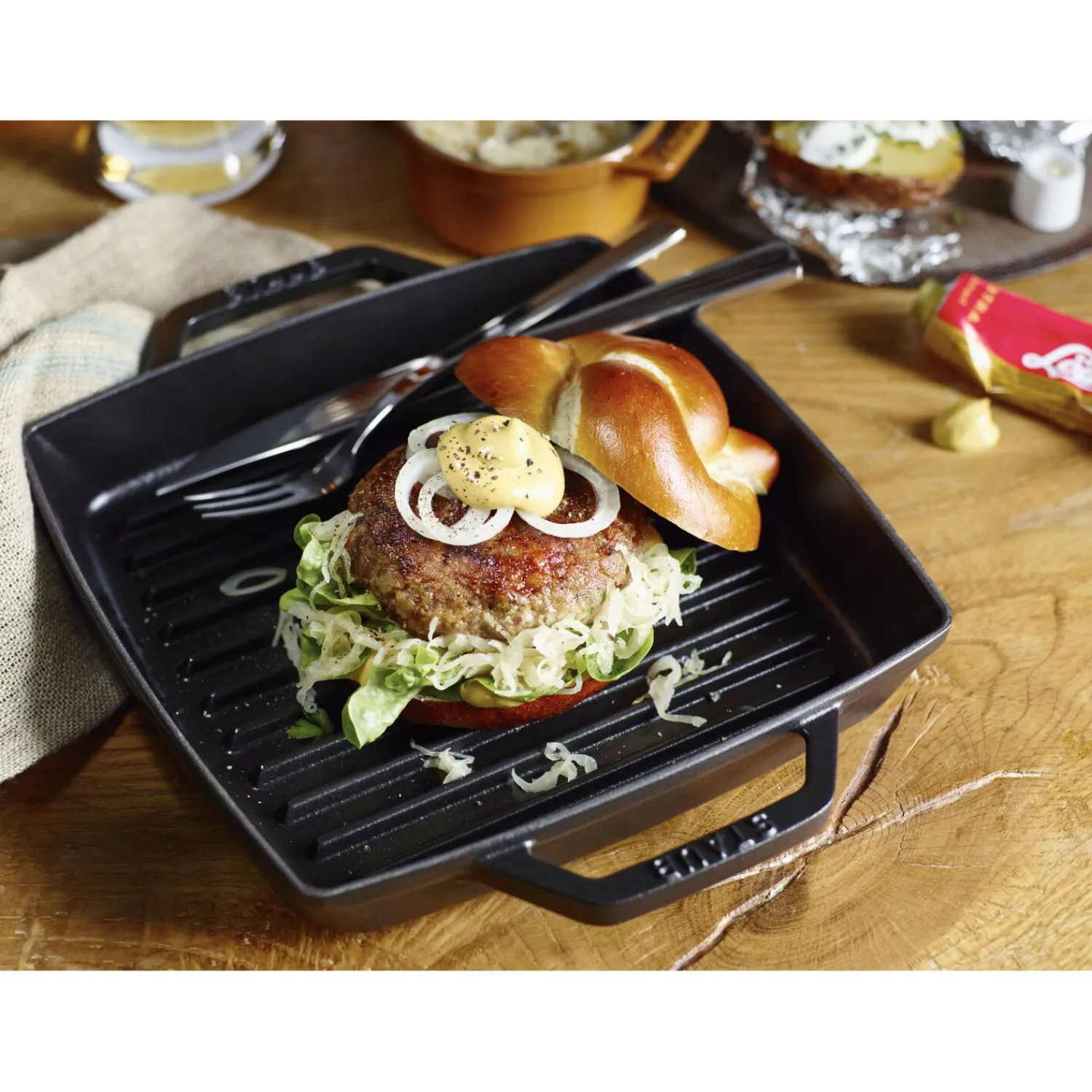 Staub Grillpfanne 23 cm, quadratisch, , Gusseisen