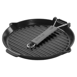 Staub Grillpfanne mit Ausgießnase 28 cm, rund, Schwarz, Gusseisen