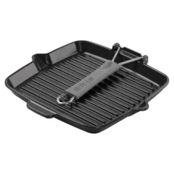 Staub Grillpfanne mit Ausgießnase 24 cm, quadratisch, Schwarz, Gusseisen