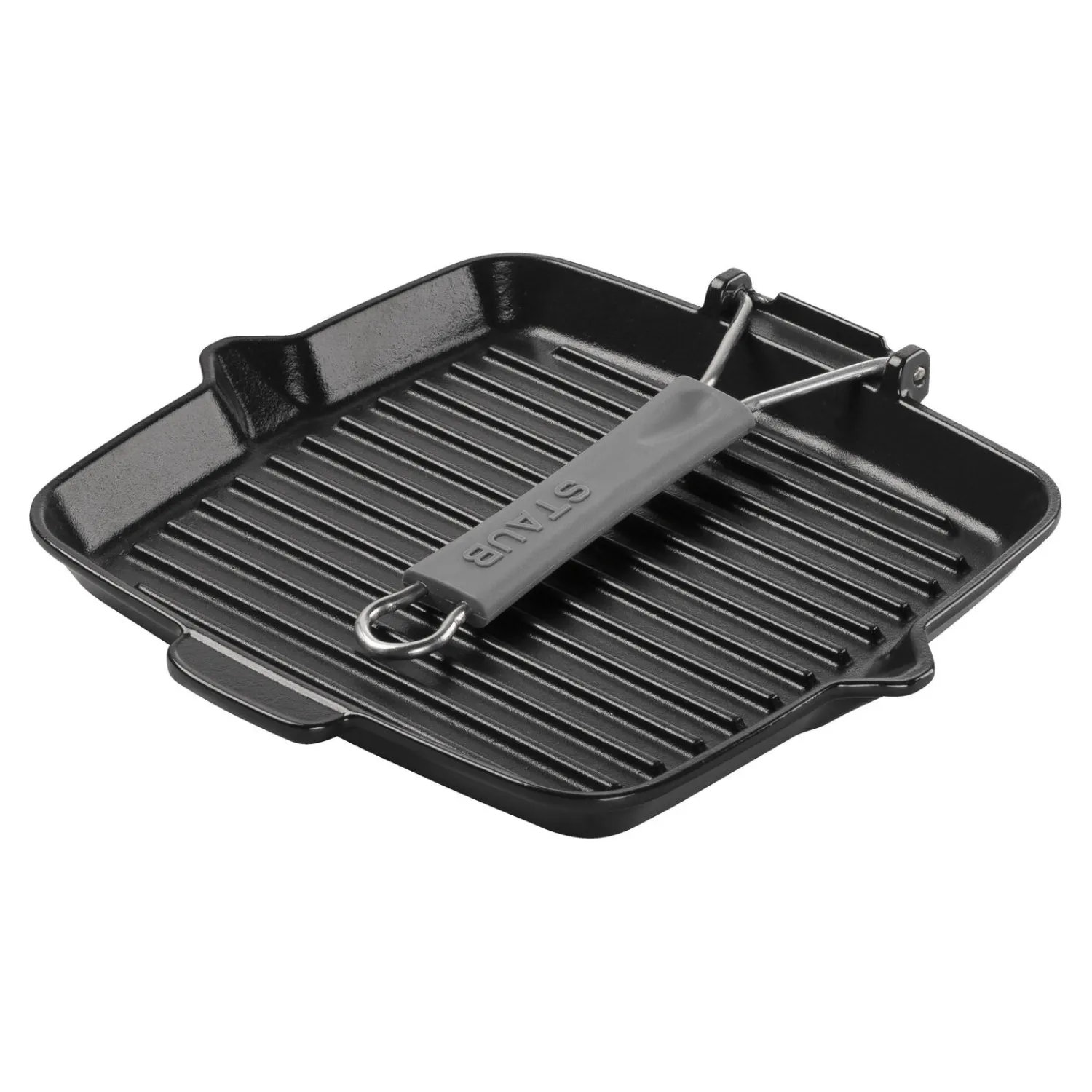 Staub Grillpfanne mit Ausgießnase 24 cm, quadratisch, Schwarz, Gusseisen