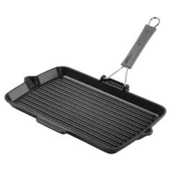 Staub Grillpfanne mit Ausgießnase 34 x 21 cm, rechteckig, Schwarz, Gusseisen
