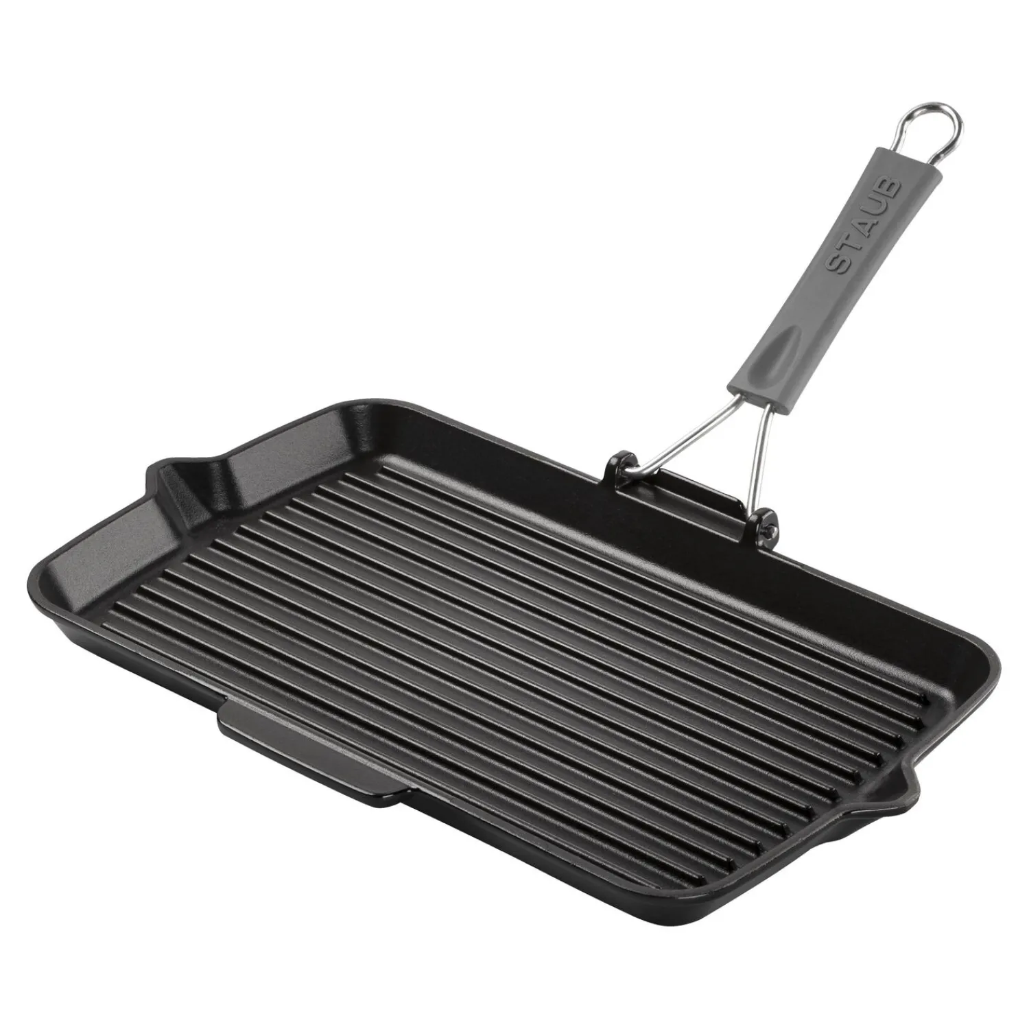 Staub Grillpfanne mit Ausgießnase 34 x 21 cm, rechteckig, Schwarz, Gusseisen