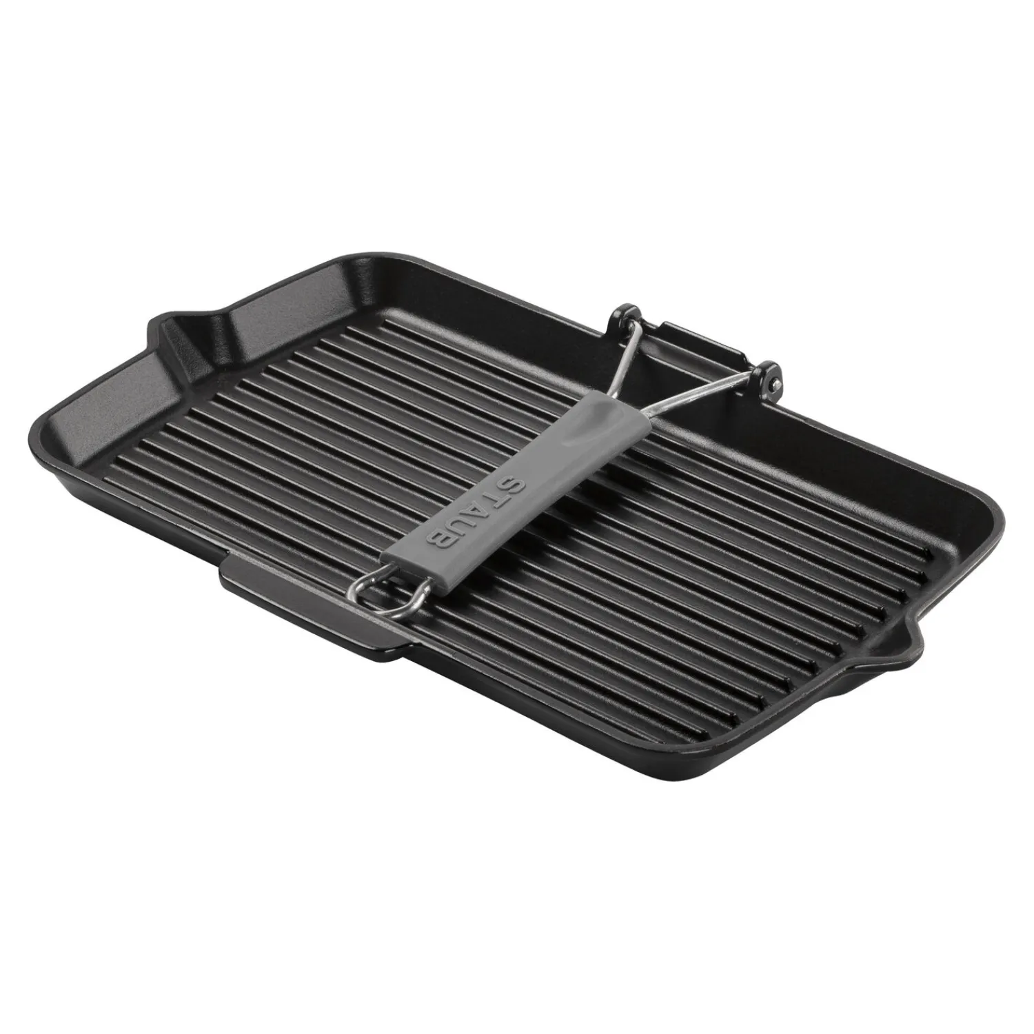 Staub Grillpfanne mit Ausgießnase 34 x 21 cm, rechteckig, Schwarz, Gusseisen