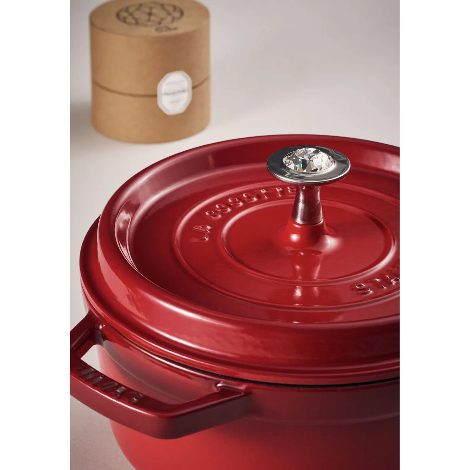 Staub Knauf mit Kristall von Swarovski, Edelstahl