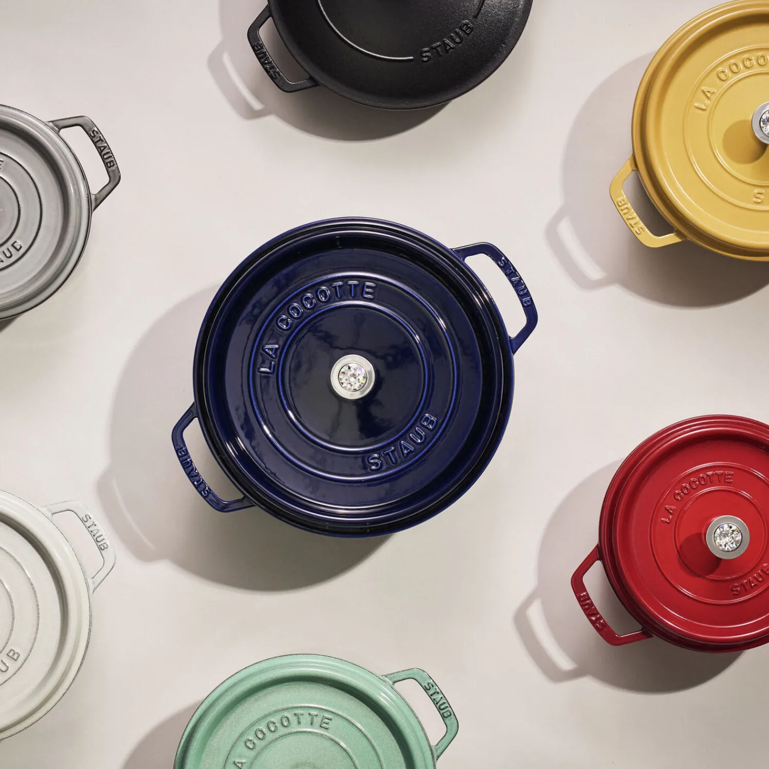 Staub Knauf mit Kristall von Swarovski, Edelstahl