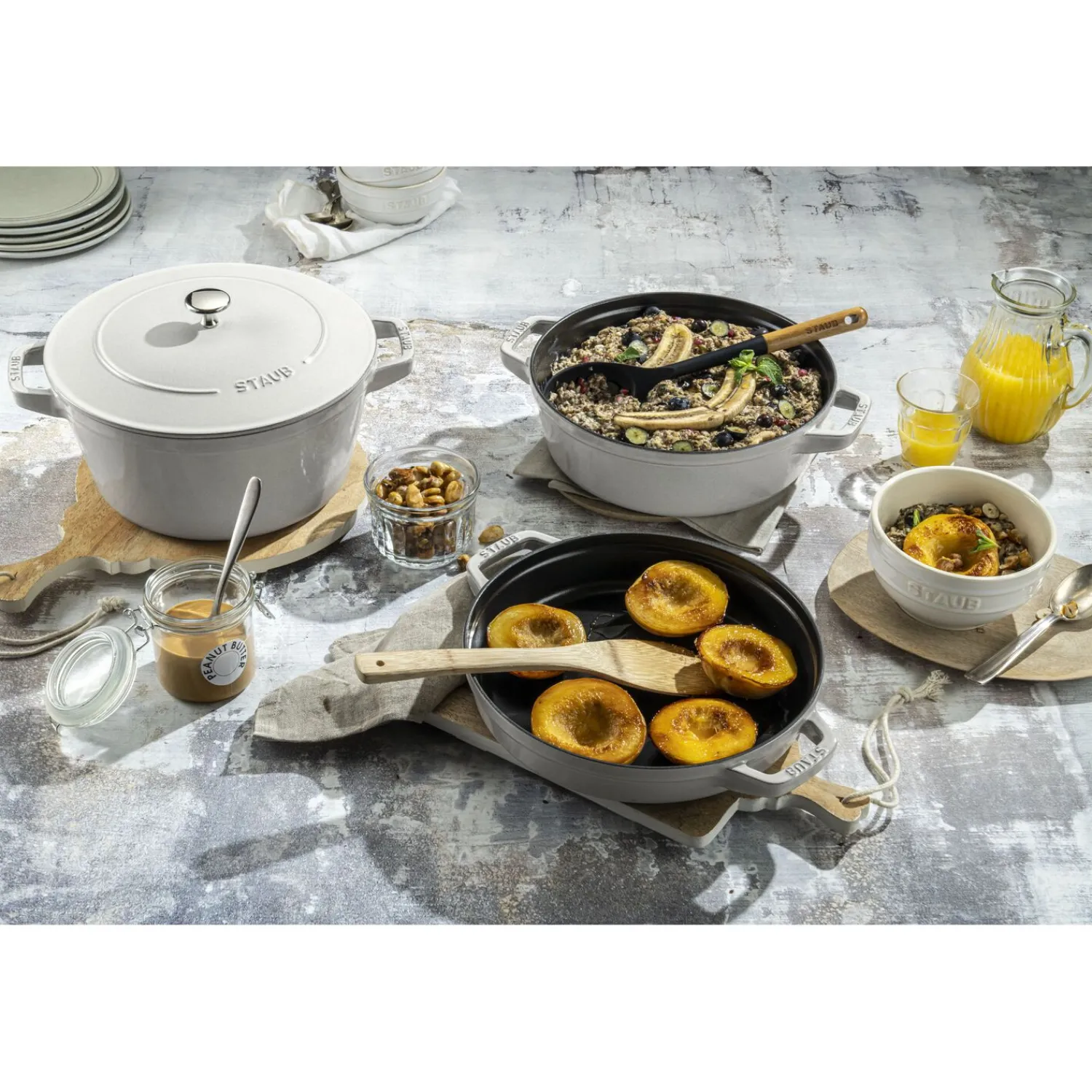 Staub Kochtopfset Stackable 3-tlg, rund, , Gusseisen
