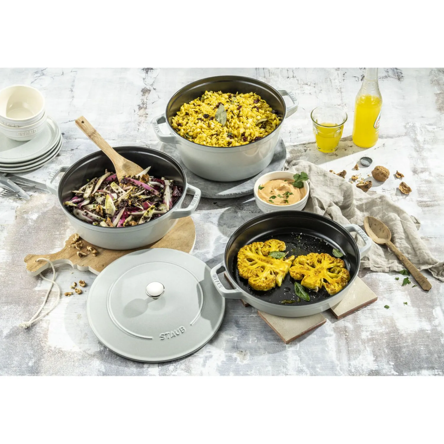 Staub Kochtopfset Stackable 3-tlg, rund, , Gusseisen