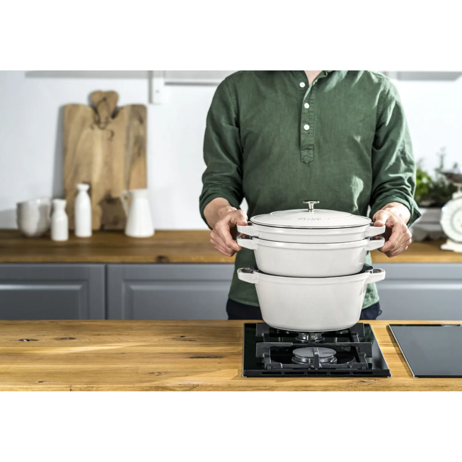 Staub Kochtopfset Stackable 3-tlg, rund, , Gusseisen