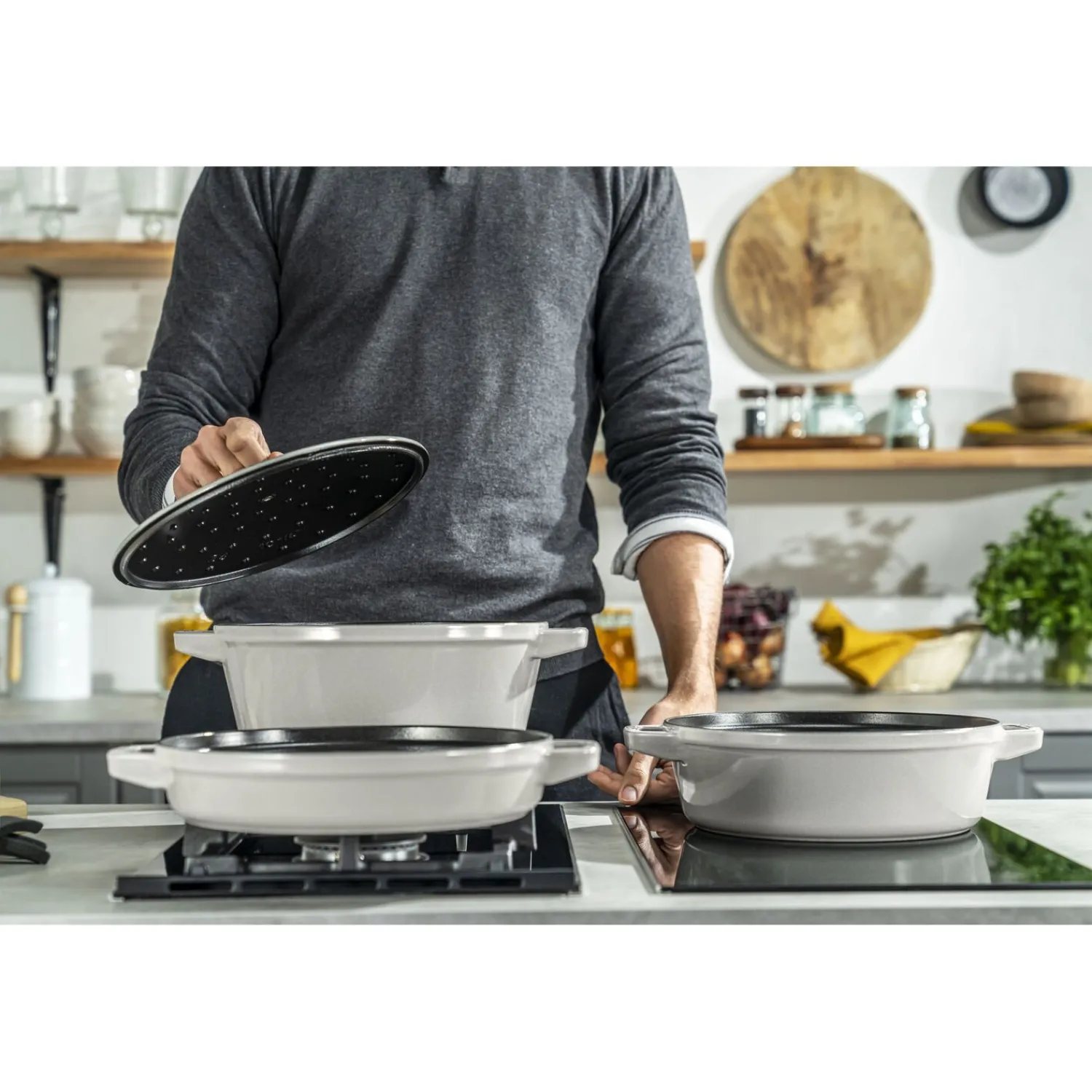 Staub Kochtopfset Stackable 3-tlg, rund, , Gusseisen