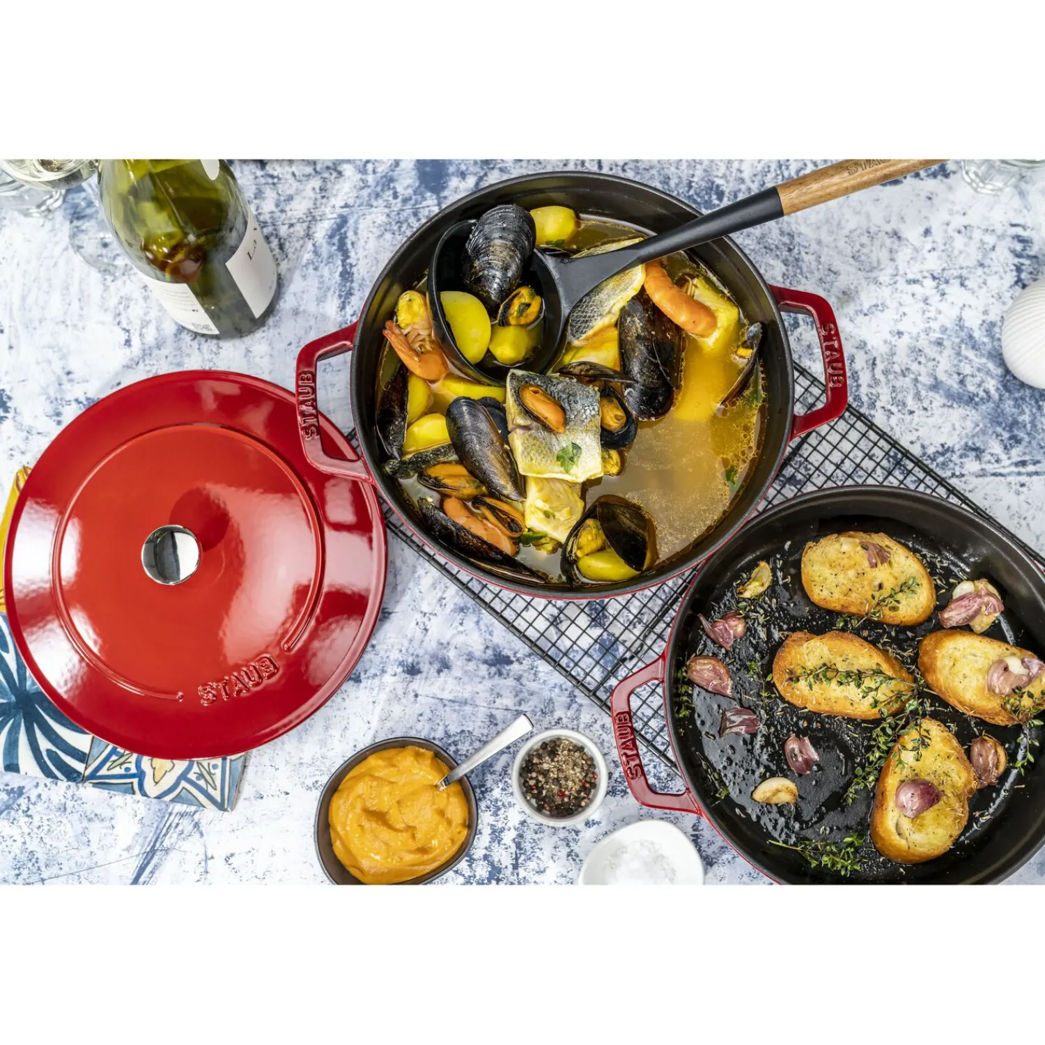 Staub Kochtopfset Stackable 2-tlg, rund, , Gusseisen