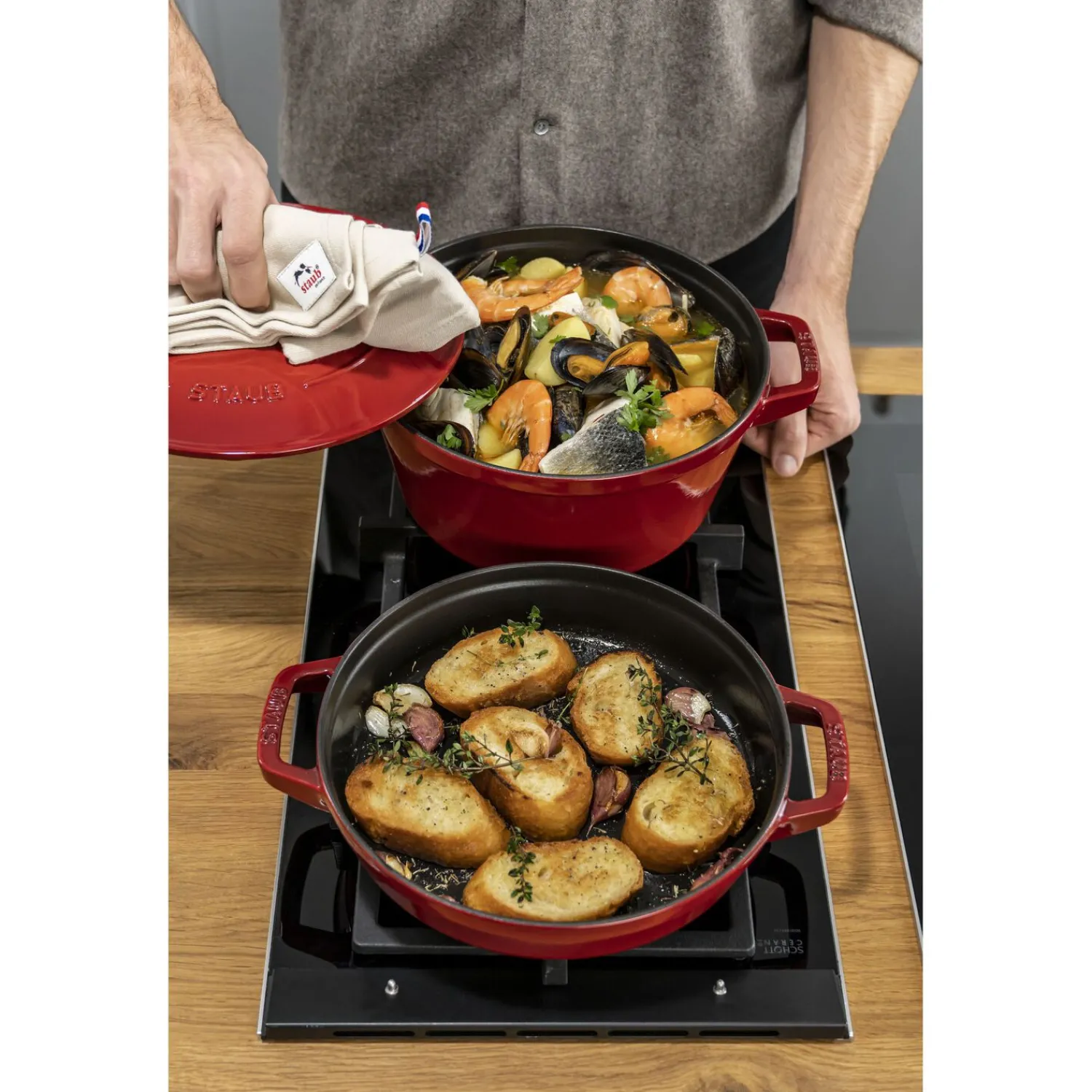 Staub Kochtopfset Stackable 2-tlg, rund, , Gusseisen