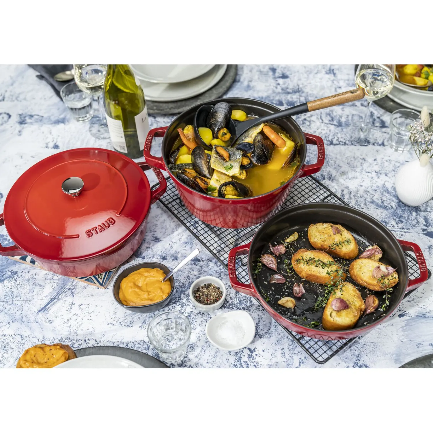Staub Kochtopfset Stackable 3-tlg, rund, , Gusseisen
