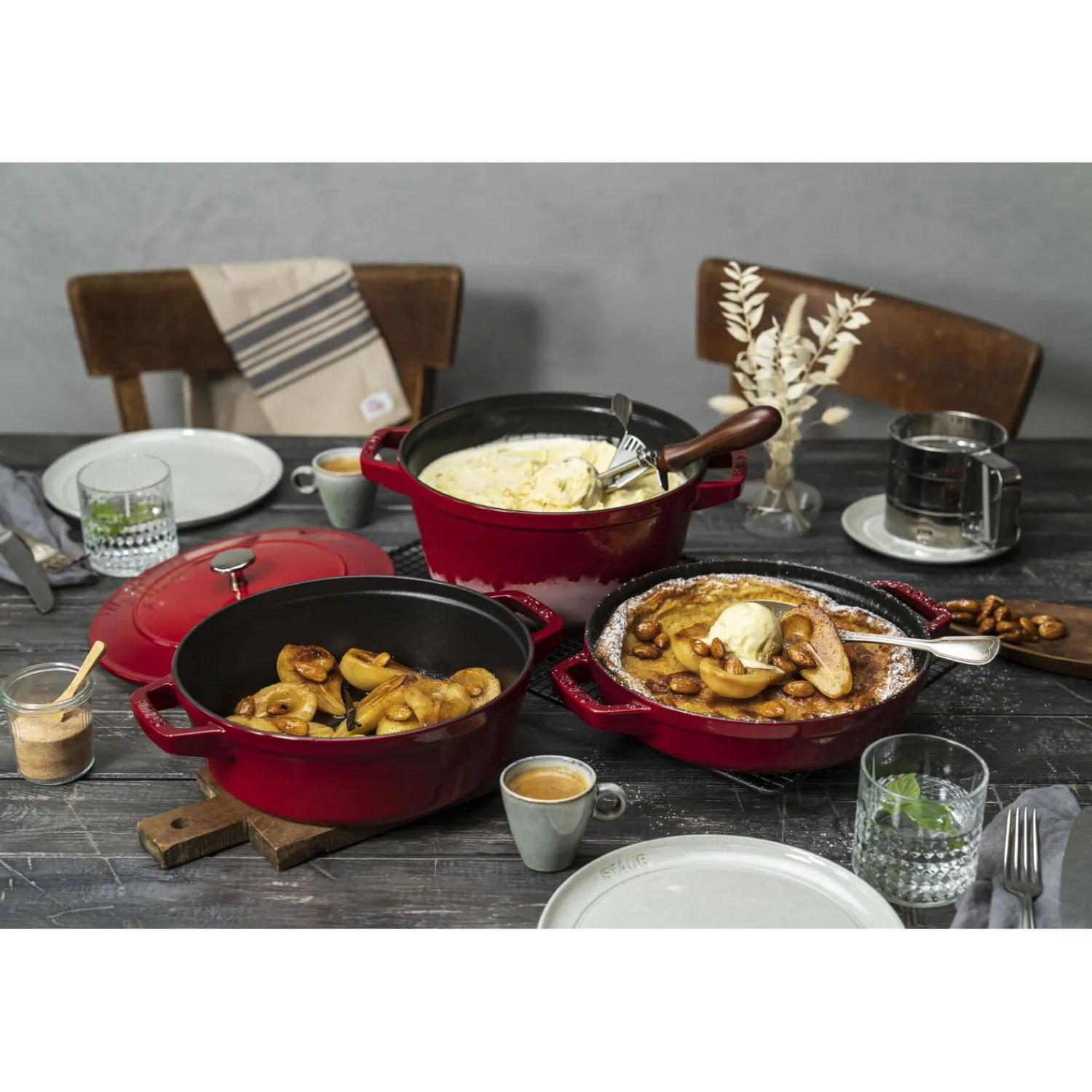 Staub Kochtopfset Stackable 3-tlg, rund, , Gusseisen