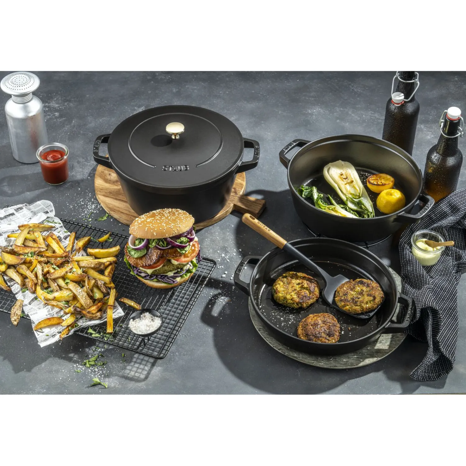 Staub Kochtopfset 3-tlg, rund, , Gusseisen