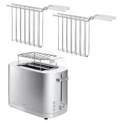 ZWILLING Kurzschlitztoaster, Sandwichzange & Br&ouml;tchenaufsatz Set, 4-tlg., Weiß/Silber, Stahl