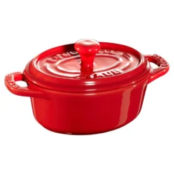 Staub Mini Cocotte 11 cm, oval, Kirsch-Rot, Keramik