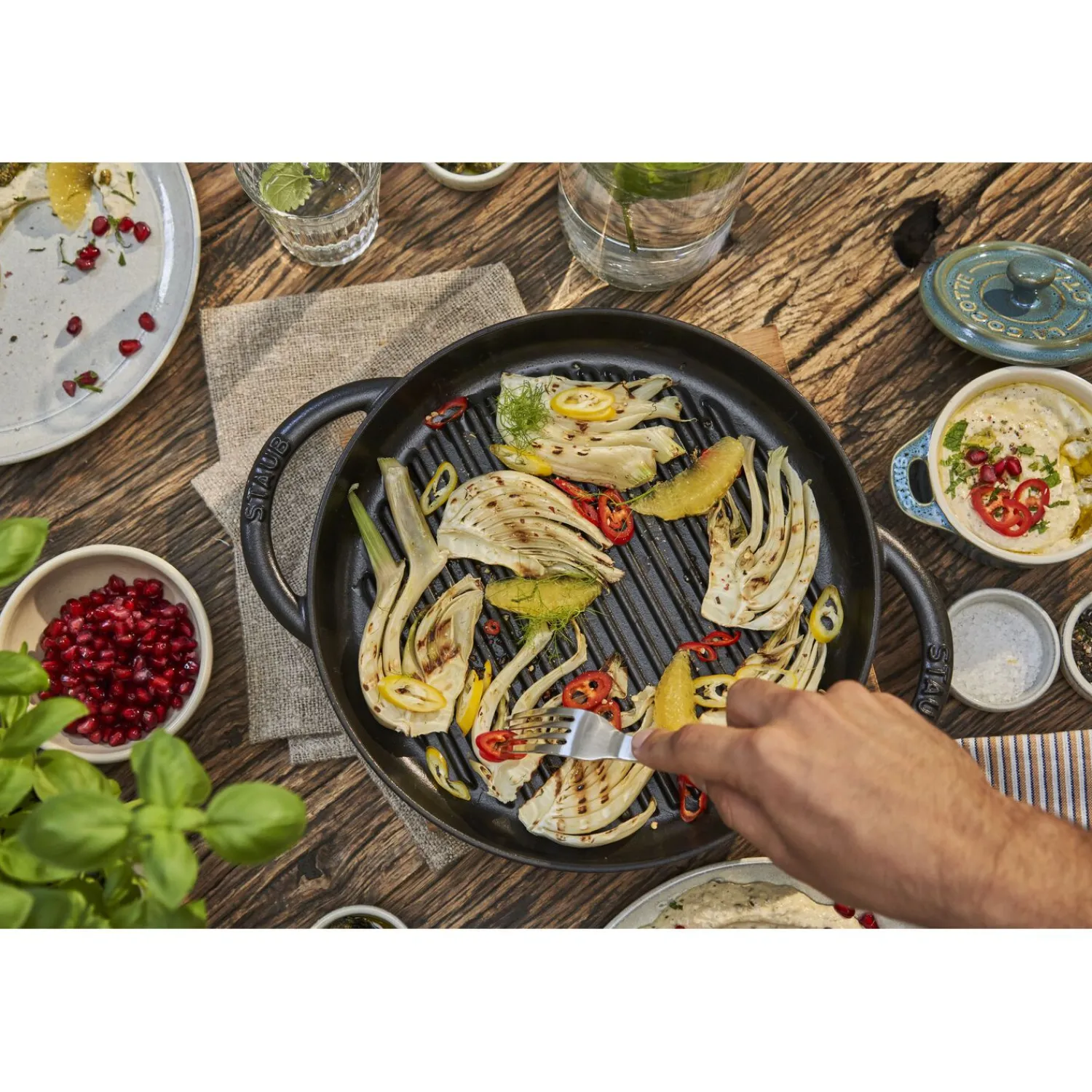 Staub Pure Grill 26 cm, rund, , Gusseisen