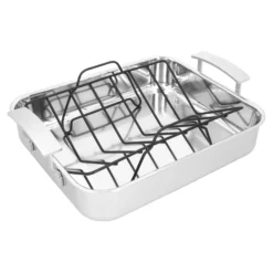 Demeyere Röstpfanne mit Röstgitter 39 x 33 cm, 18/10 Edelstahl, Silber
