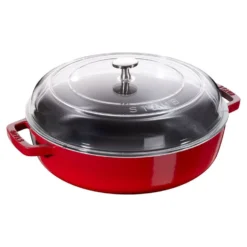 Staub Schmorpfanne mit Glasdeckel 24 cm, rund, , Gusseisen
