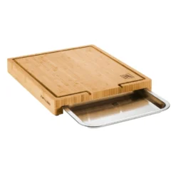 ZWILLING Schneidbrett mit Auffangschale 39 cm x 30 cm, Bambus