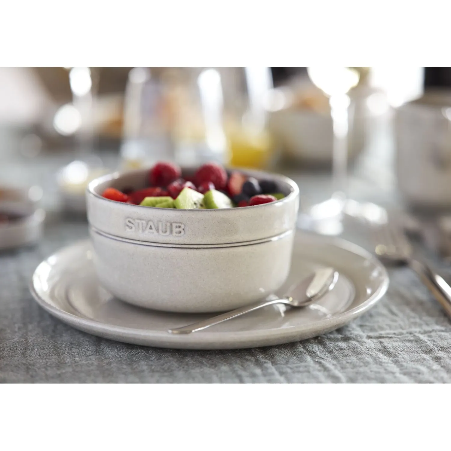 Staub Schüssel 12 cm, rund, Weisser Trüffel, Keramik