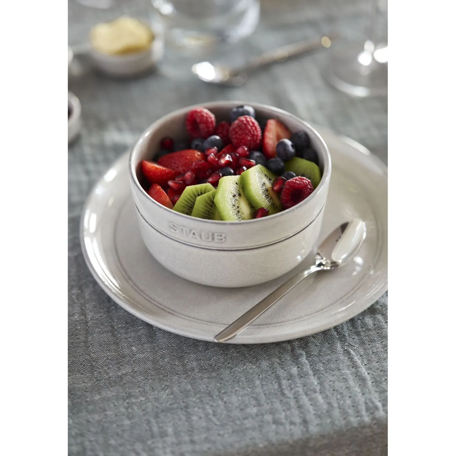 Staub Schüssel 12 cm, rund, Weisser Trüffel, Keramik