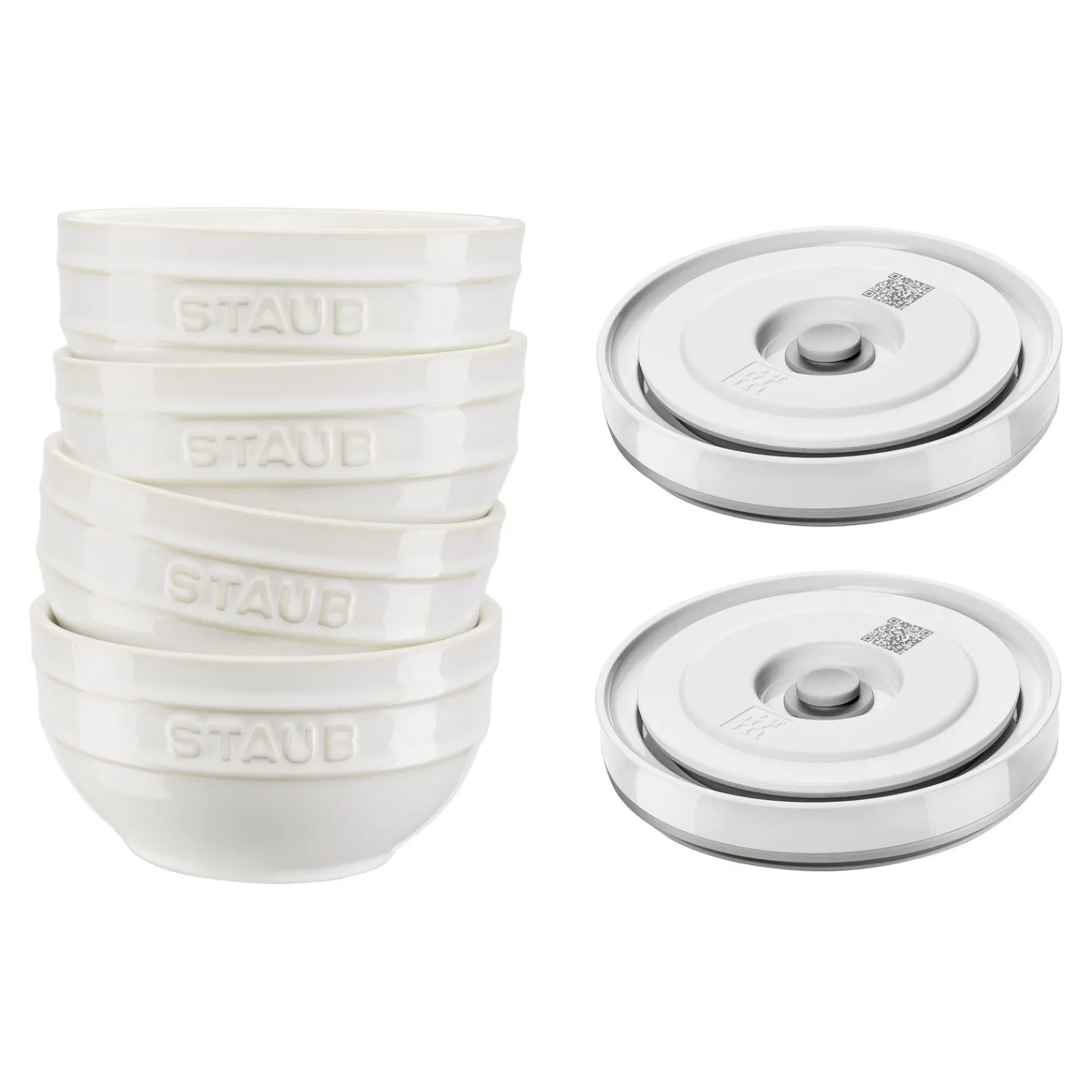 ZWILLING Schüssel Set mit Vakuumdeckeln/6-Teilig, 12cm/Elfenbeinweiß