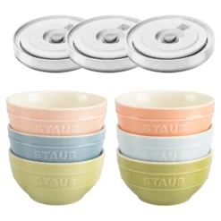ZWILLING Schüssel-Set mit Vakuumdeckeln, 12 cm/ 9-tlg., Macaron/ Weiß, Keramik