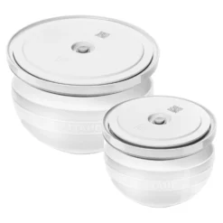 ZWILLING Schüssel-Set mit Vakuumdeckeln, 18 cm/ 24 cm/ 4-tlg., Weiß, Keramik