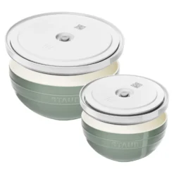 ZWILLING Schüssel-Set mit Vakuumdeckeln, 18 cm/ 24 cm/ 4-tlg., Eukalyptus/ Weiß, Keramik