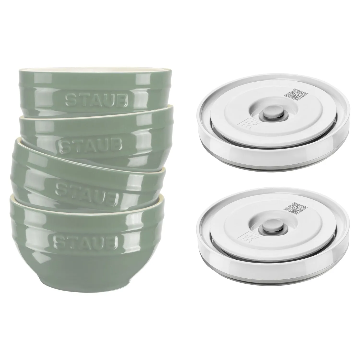 ZWILLING Schüssel Set mit Vakuumdeckeln/6-Teilig, 12cm/Eukalyptus