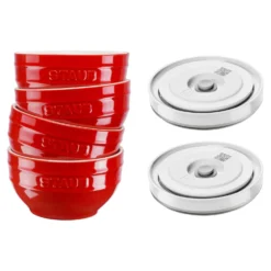 ZWILLING Schüssel Set mit Vakuumdeckeln/6-Teilig, 12cm/kirsch-rot