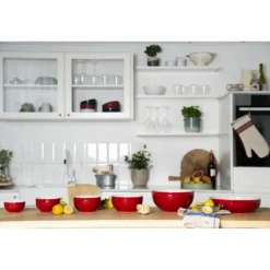 ZWILLING Schüssel-Set mit Vakuumpumpe und -deckeln, 18 cm/ 24 cm/ 5-tlg., Kirschrot/ Weiß, Keramik