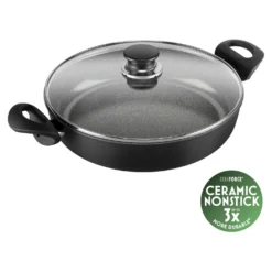 BALLARINI Servierpfanne mit Deckel, 28 cm, Aluminium, Keramische Antihaftbeschichtung