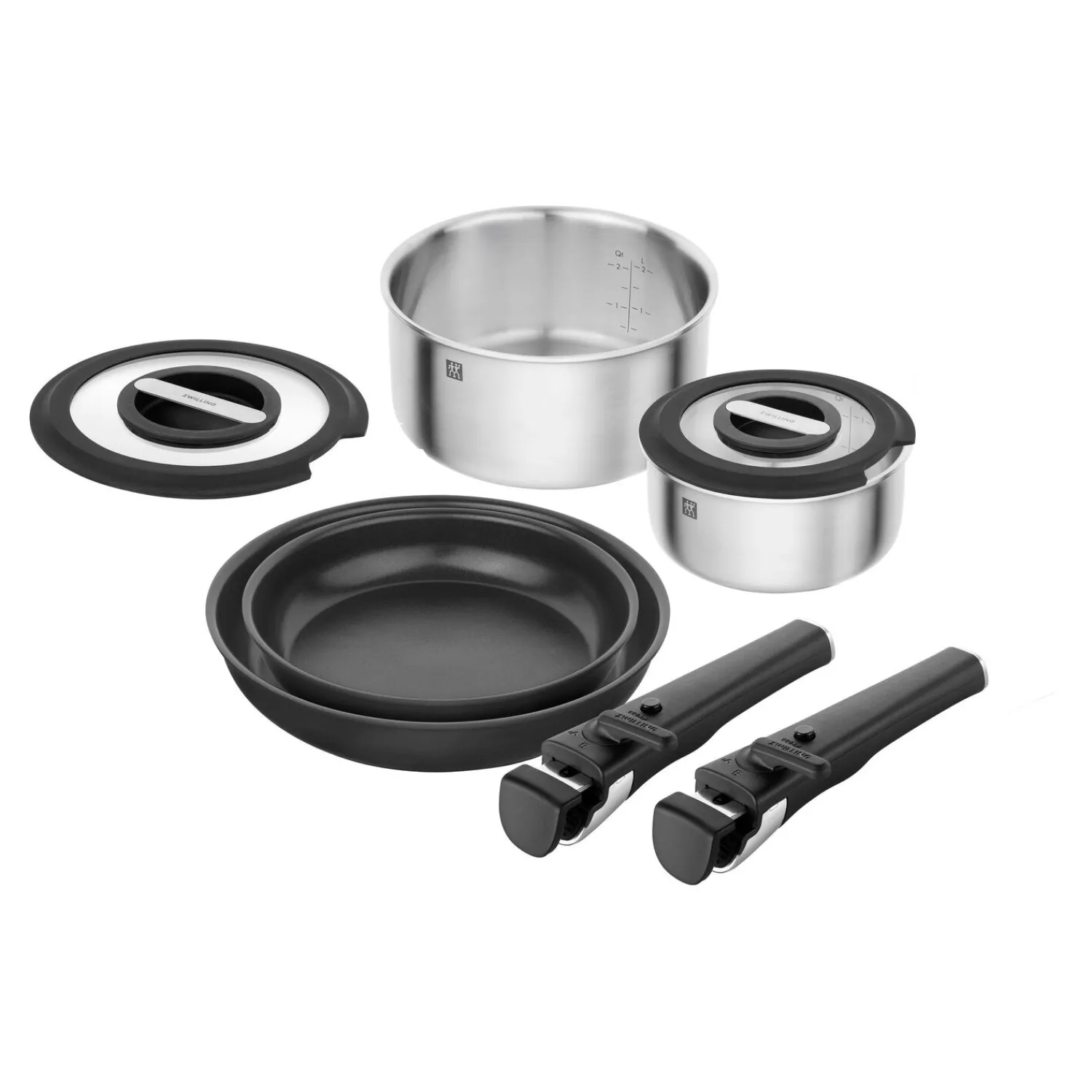 ZWILLING Starter-Set mit Pfannen, Töpfen, Deckeln und Griffen, 8-tlg