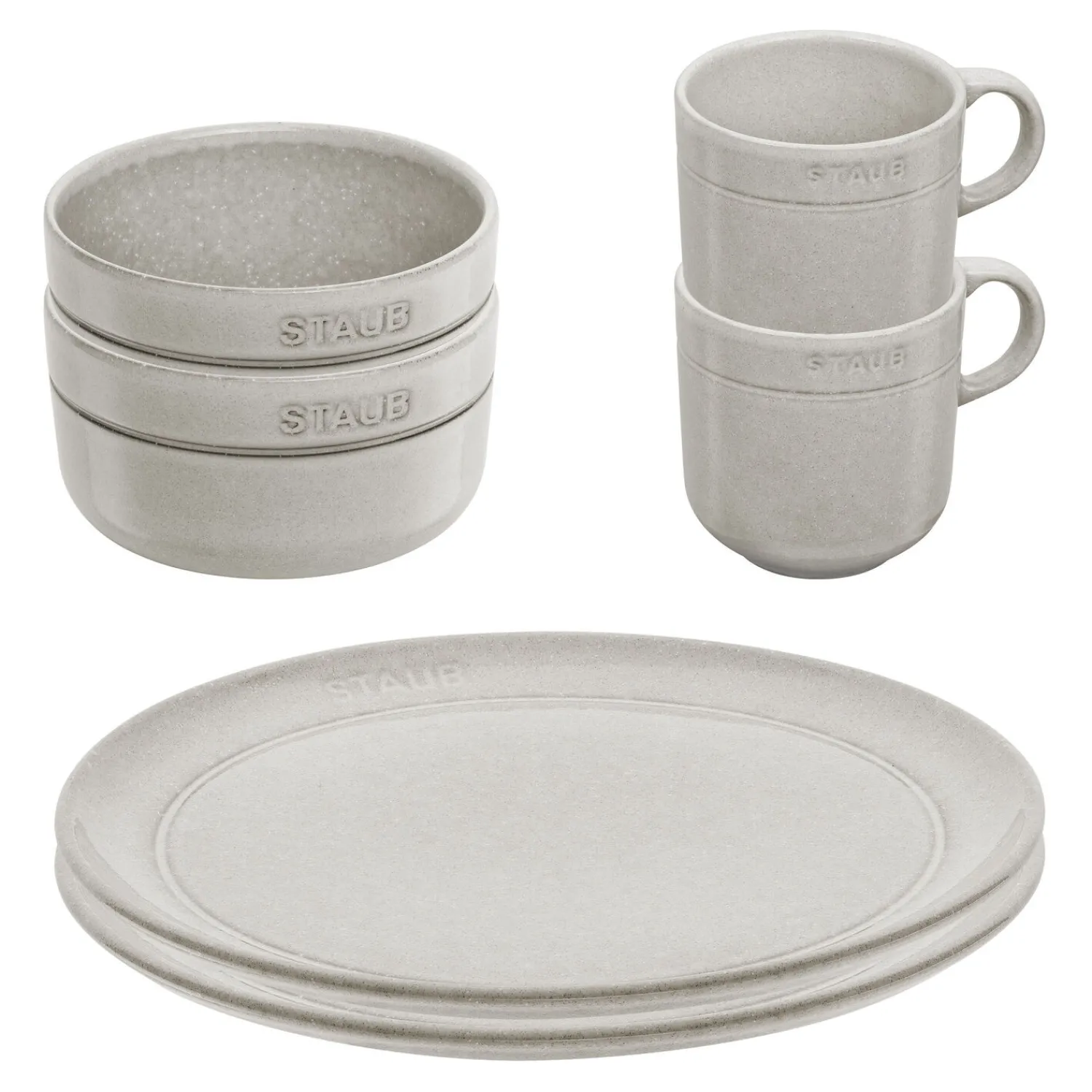 Staub Tassen, Teller & Schüssel Set, 6-tlg. / 350 ml/20/12 cm, Weisser Trüffel, Keramik