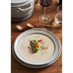 Staub Teller 24 cm, rund, Weisser Trüffel, Keramik