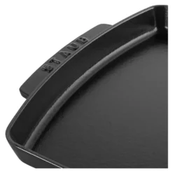 Staub Teller mit Holzunterlage 33 cm x 22 cm, rechteckig, Schwarz, Gusseisen