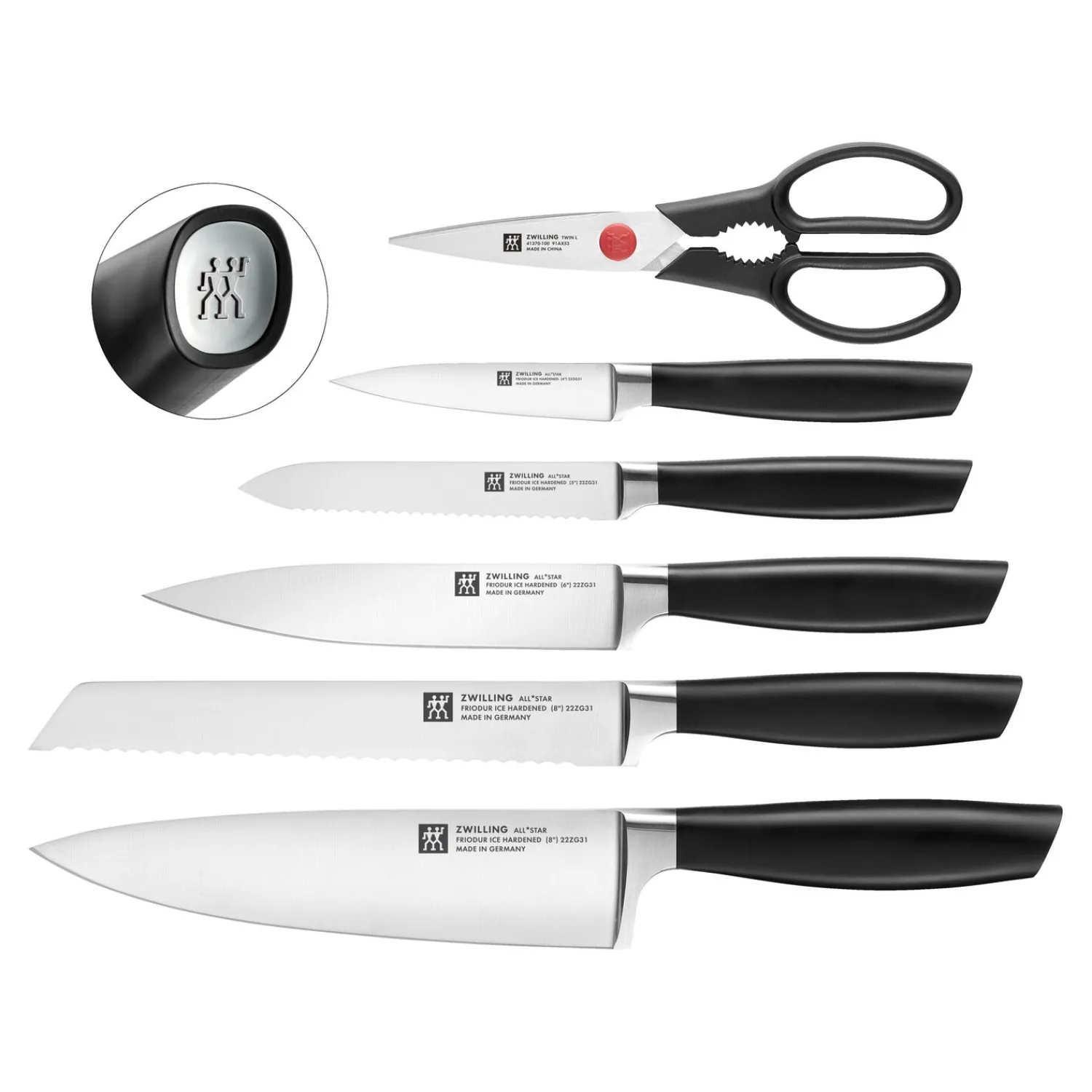 ZWILLING 7-tlg, Messerblockset, Silber, Weiß