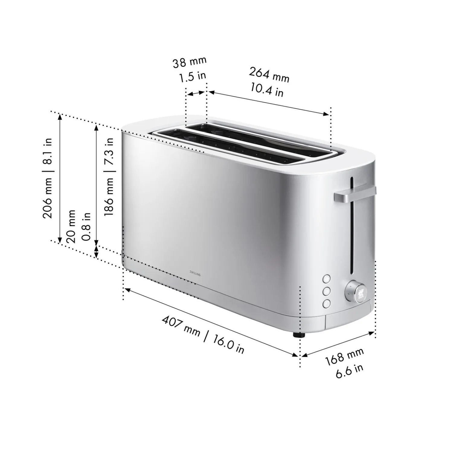 ZWILLING Toaster mit Brötchenaufsatz, 2 Schlitze lang,