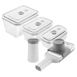 ZWILLING Vakuumbox & Küchenhelfer Set, 5-tlg. / S/M/L, Grau, Kunststoff