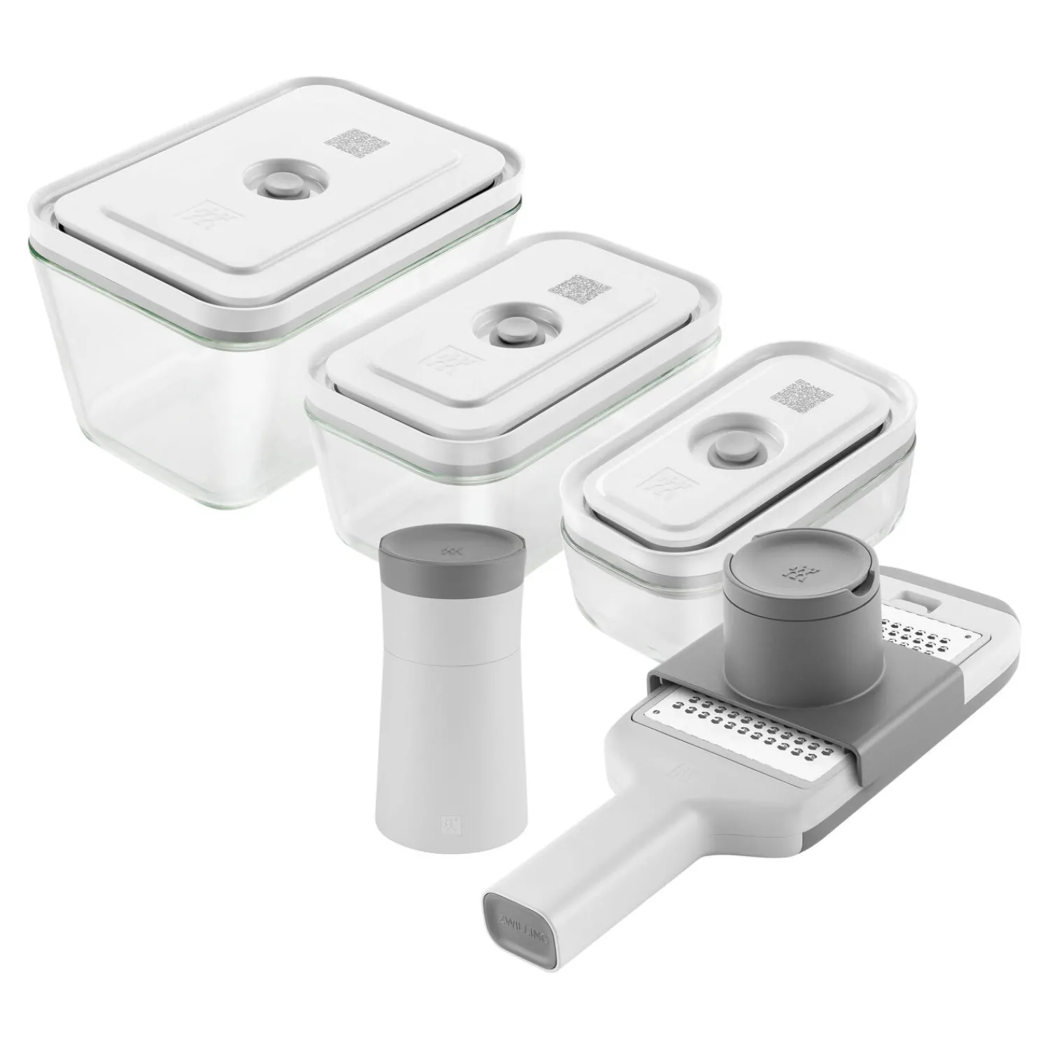 ZWILLING Vakuumbox & Küchenhelfer Set, 5-tlg. / S/M/L, Grau, Kunststoff