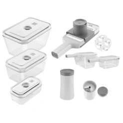 ZWILLING Vakuumbox & Küchenhelfer Set, 5-tlg. / S/M/L, Grau, Kunststoff