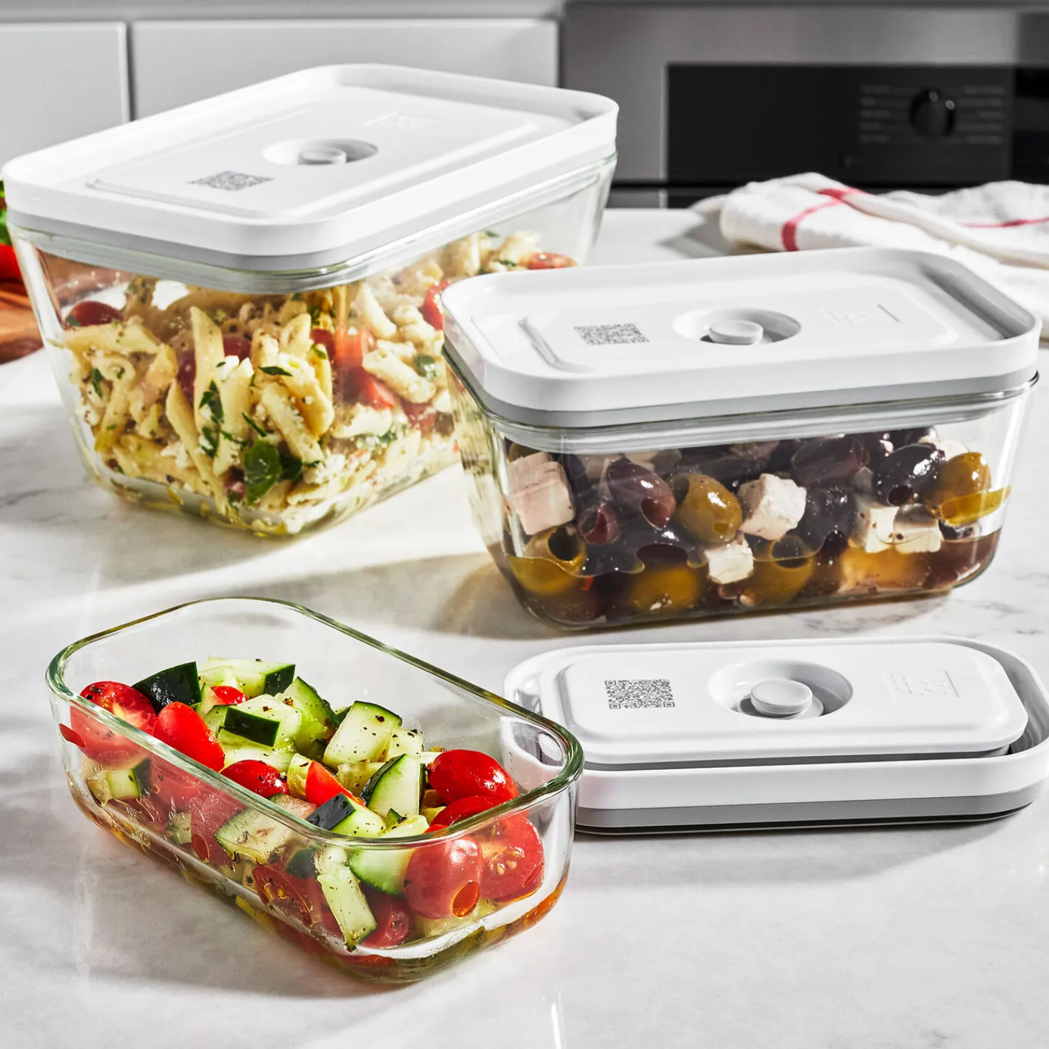 ZWILLING Vakuumbox & Küchenhelfer Set, 5-tlg. / S/M/L, Grau, Kunststoff
