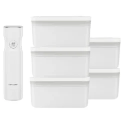 ZWILLING Vakuumbox & Pumpe Set, 6-tlg. / M, Grau/Weiß, Kunststoff