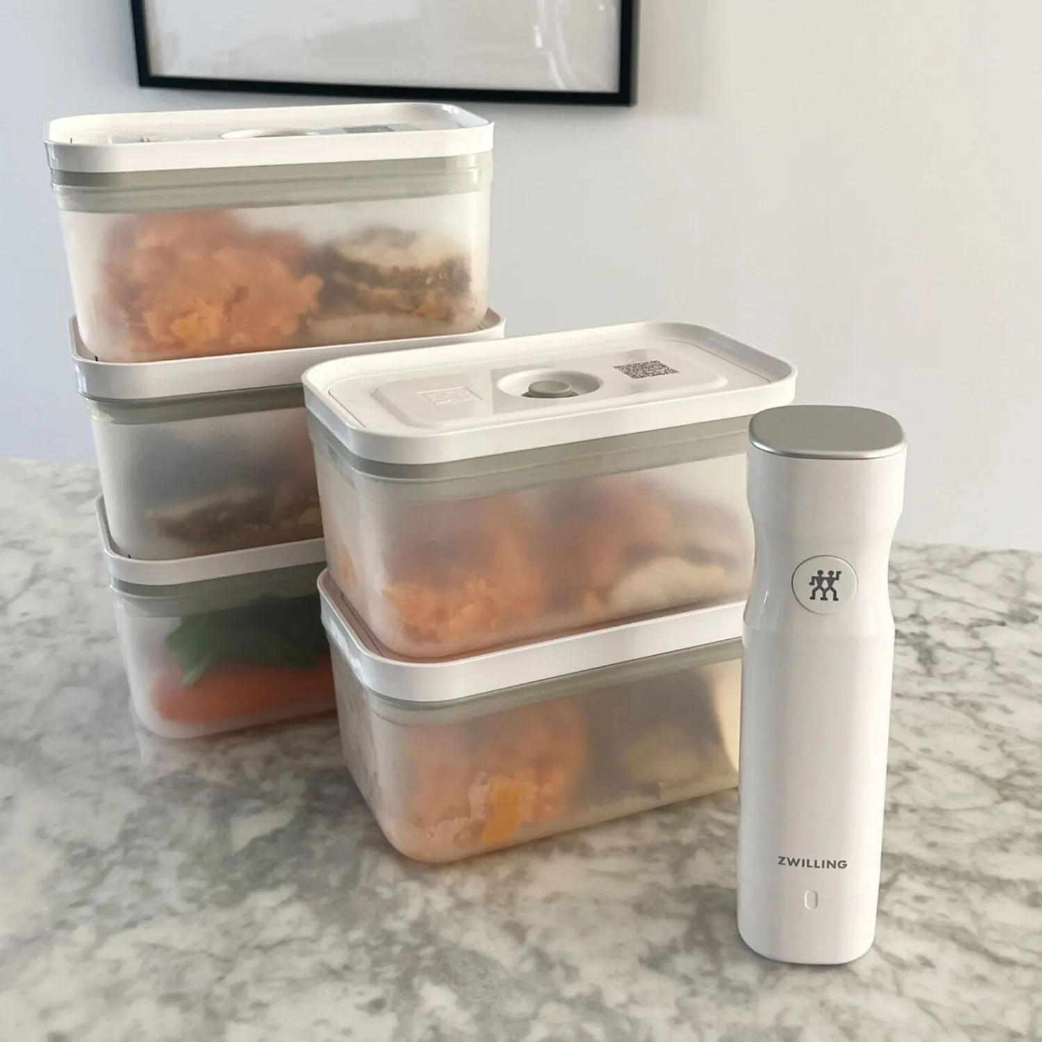 ZWILLING Vakuumbox & Pumpe Set, 6-tlg. / M, Grau/Weiß, Kunststoff