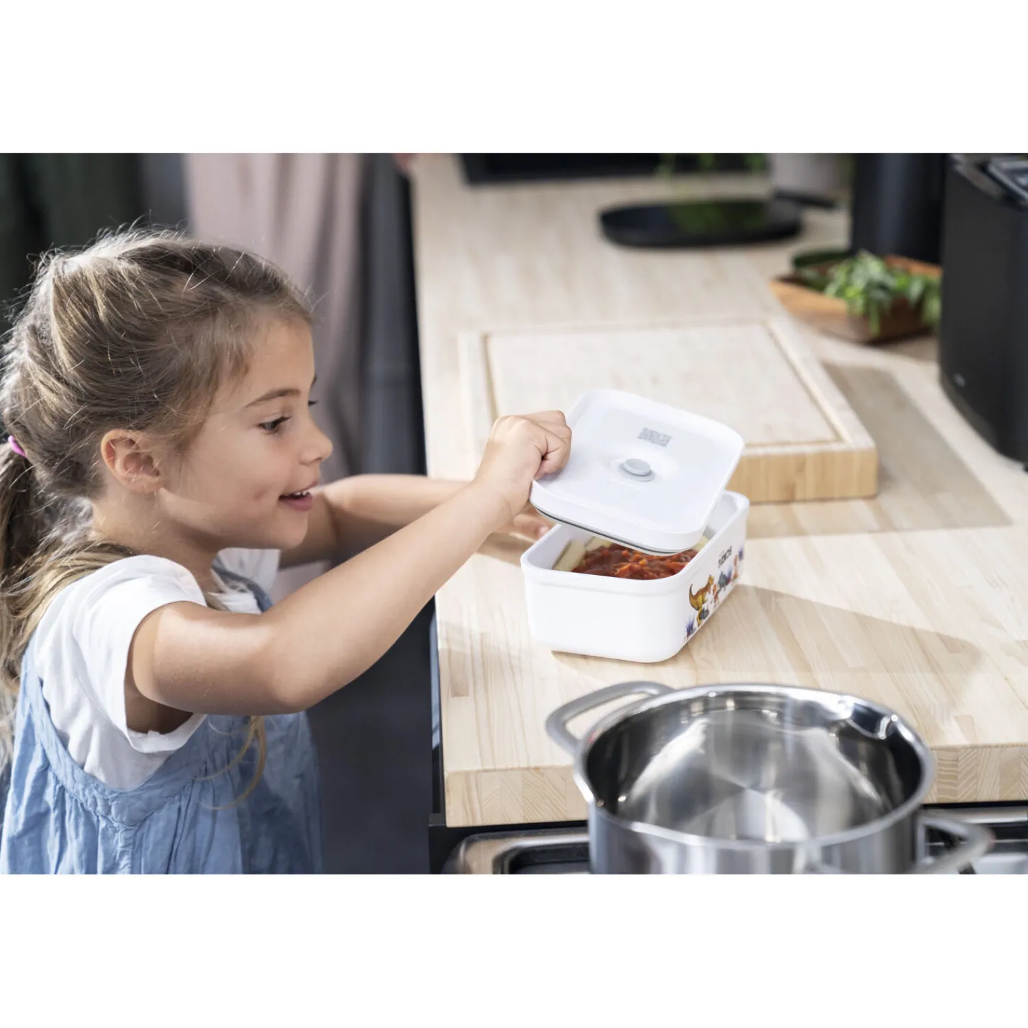 ZWILLING Vakuum Lunchbox DINOS M, Weiß-grau