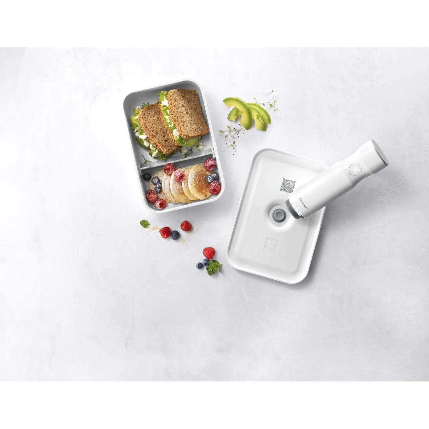ZWILLING Vakuum Lunchbox L flach, Weiß-grau