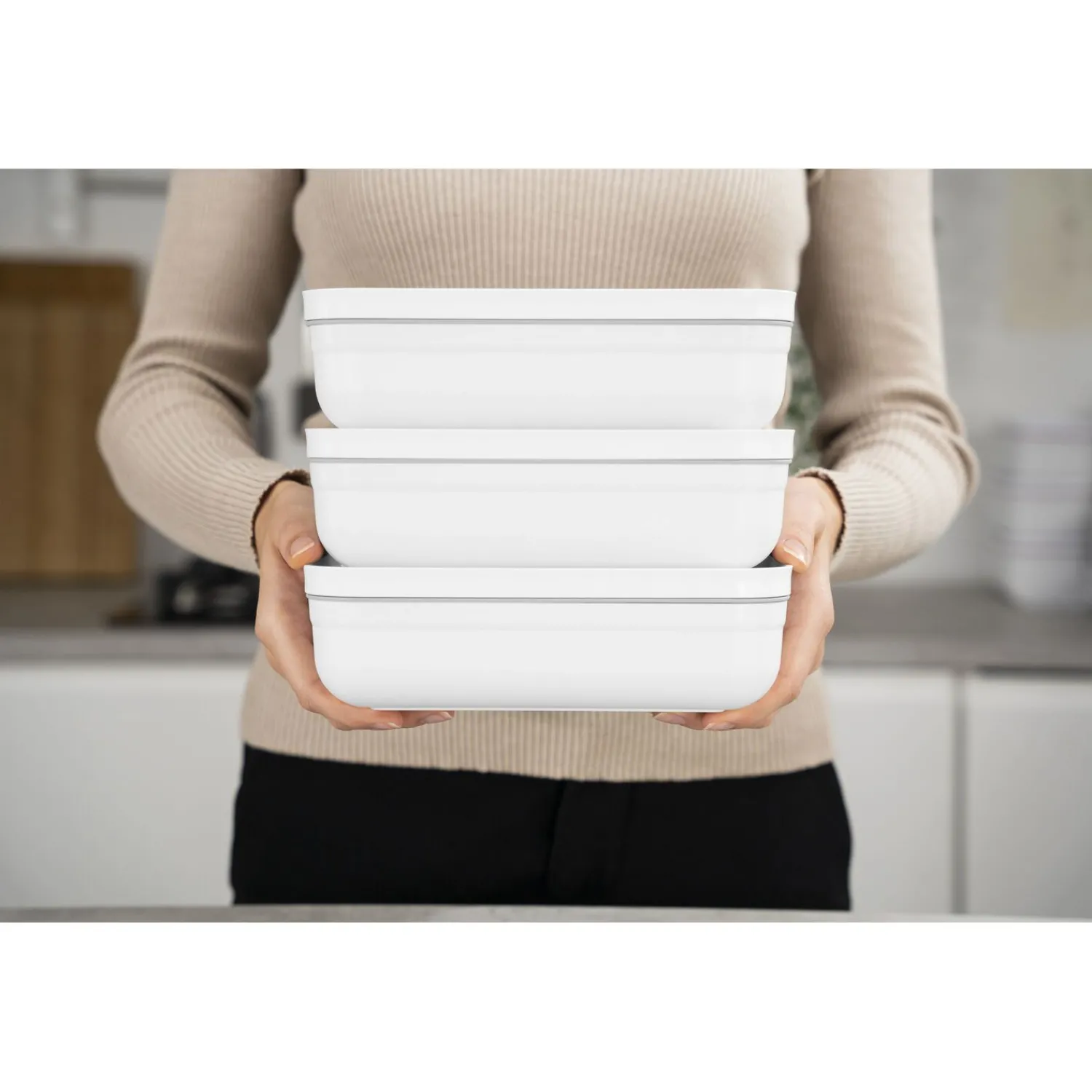 ZWILLING Vakuum Lunchbox L flach, Weiß-grau
