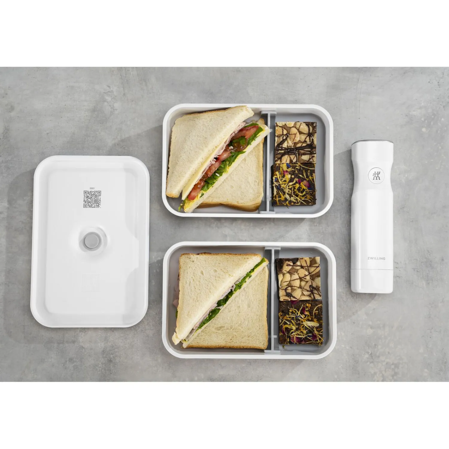 ZWILLING Vakuum Lunchbox L flach, Weiß-grau
